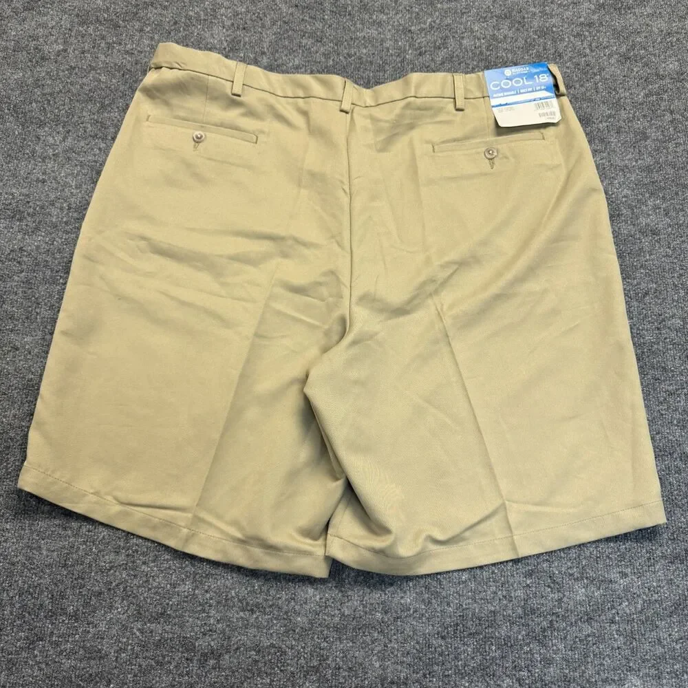 Haggar Big & Tall COOL 18 Quick Dry UPF 50+ Expandable Waist Khaki 46 NWT